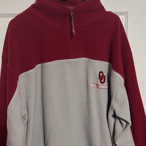 🔥🔥 OKLAHOMA OU SOONERS 1/4 ZIP Fleece Pullover Sweatshirt Jacket - EUC - XL - Picture 2 of 12